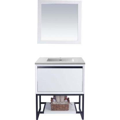 Alto 30" White Bathroom Vanity with Matte White VIVA Stone Solid Surface Countertop - 313SMR-30W-MW