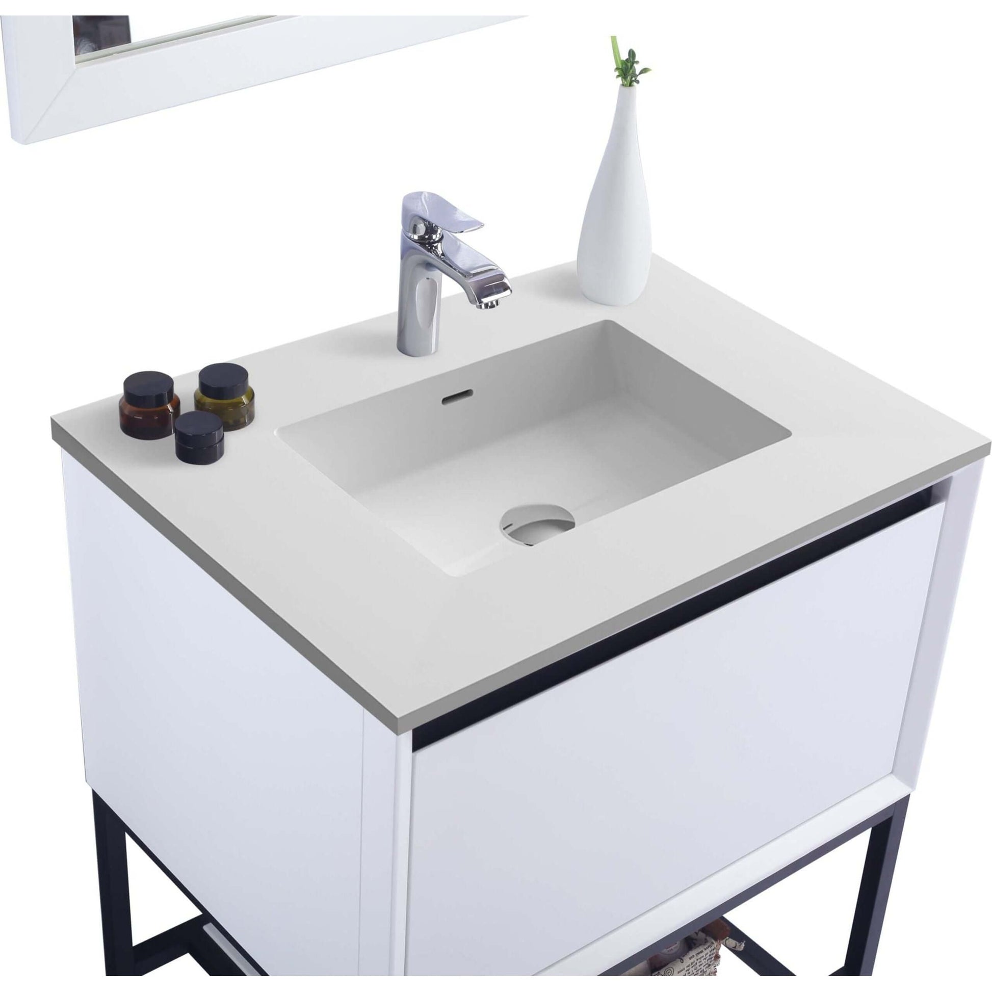 Alto 30" White Bathroom Vanity with Matte White VIVA Stone Solid Surface Countertop - 313SMR-30W-MW