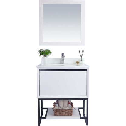 Alto 30" White Bathroom Vanity with Pure White Phoenix Stone Countertop - 313SMR-30W-PW