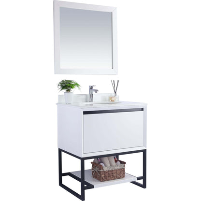 Alto 30" White Bathroom Vanity with Pure White Phoenix Stone Countertop - 313SMR-30W-PW