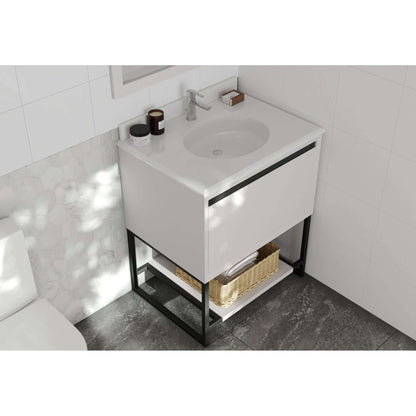 Alto 30" White Bathroom Vanity with Pure White Phoenix Stone Countertop - 313SMR-30W-PW