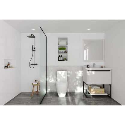 Alto 30" White Bathroom Vanity with Pure White Phoenix Stone Countertop - 313SMR-30W-PW