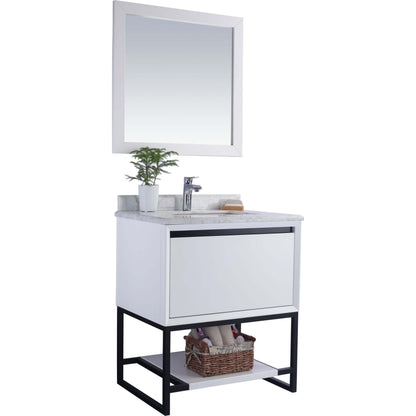 Alto 30" White Bathroom Vanity with White Carrara Marble Countertop - 313SMR-30W-WC