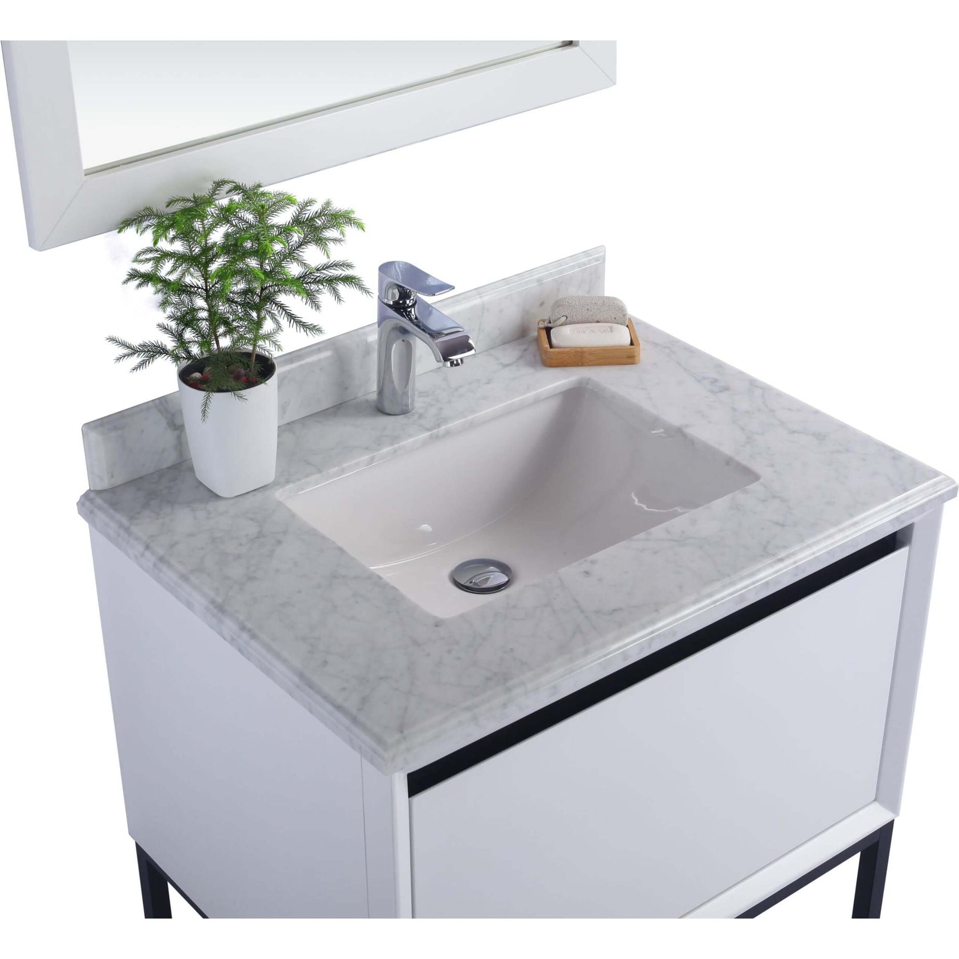 Alto 30" White Bathroom Vanity with White Carrara Marble Countertop - 313SMR-30W-WC