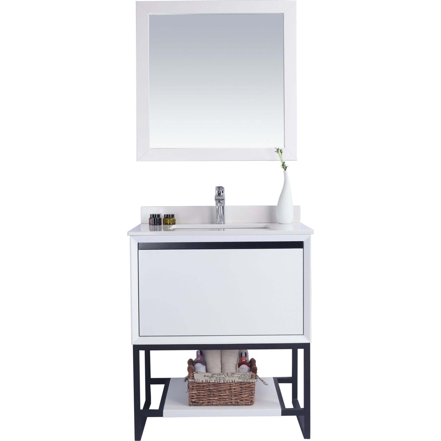 Alto 30" White Bathroom Vanity with White Quartz Countertop - 313SMR-30W-WQ