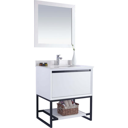 Alto 30" White Bathroom Vanity with White Quartz Countertop - 313SMR-30W-WQ