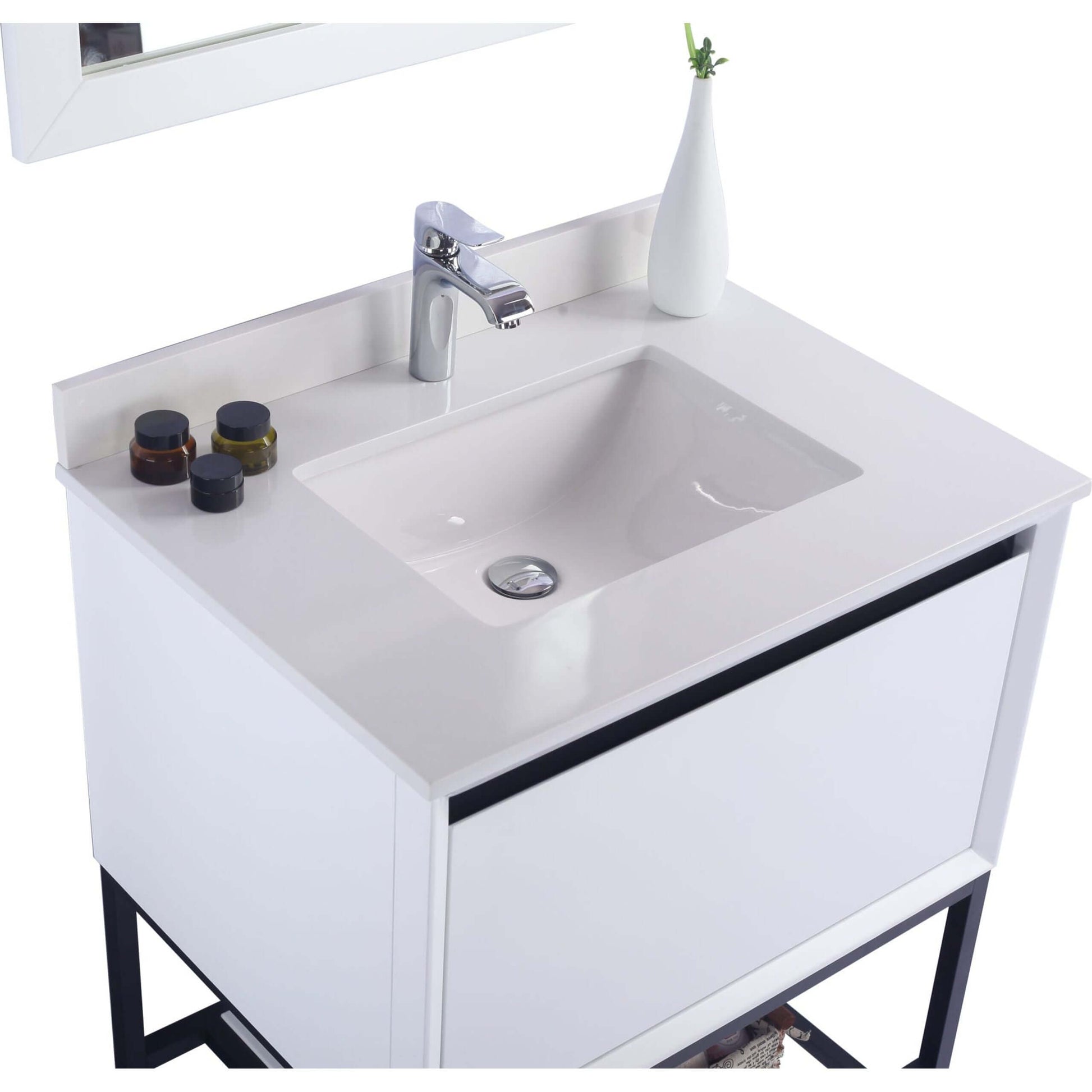 Alto 30" White Bathroom Vanity with White Quartz Countertop - 313SMR-30W-WQ