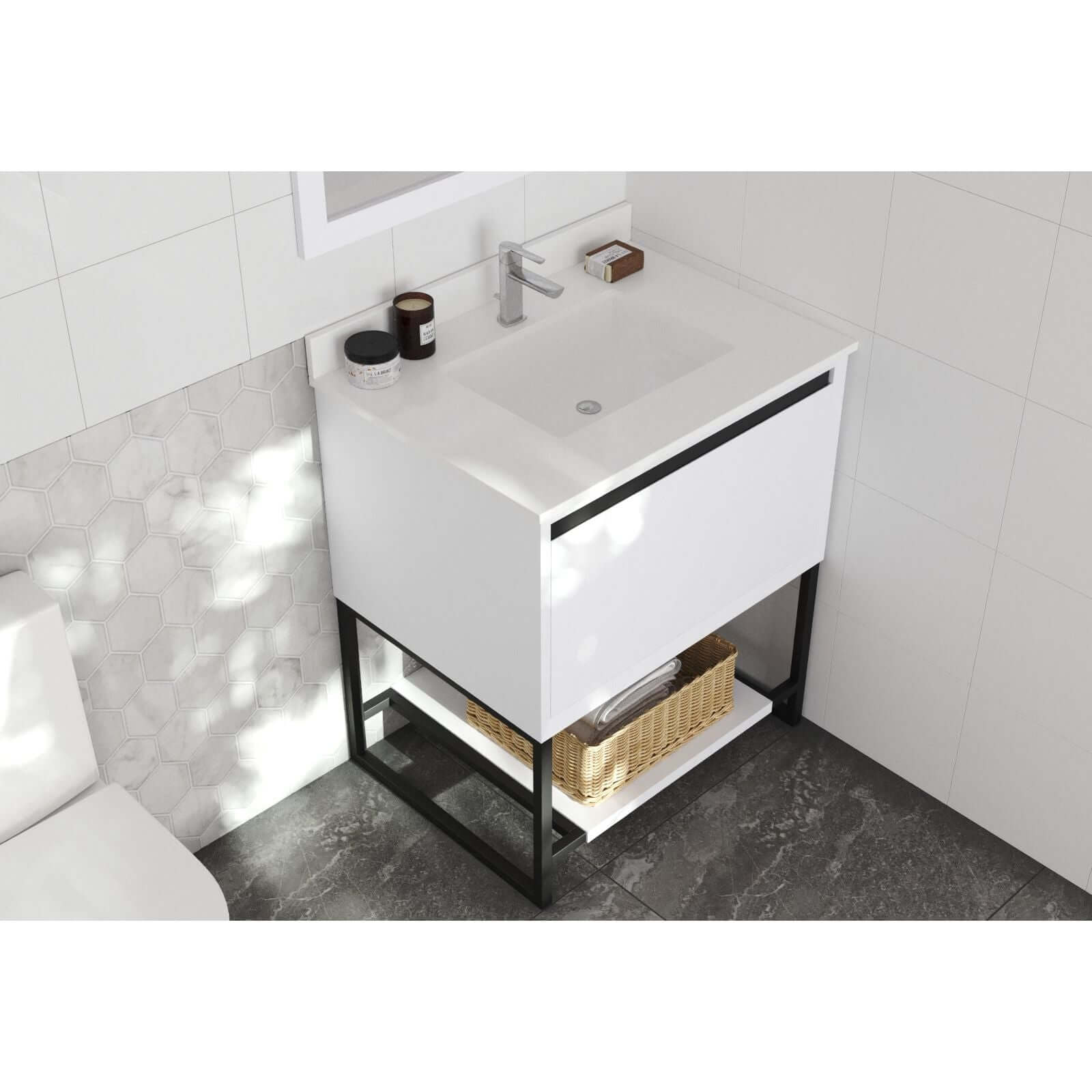 Alto 30" White Bathroom Vanity with White Quartz Countertop - 313SMR-30W-WQ