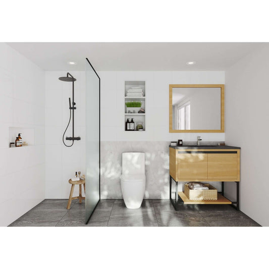 Alto 36" California White Oak Bathroom Vanity with Matte Black VIVA Stone Solid Surface Countertop - 313SMR-36CO-MB