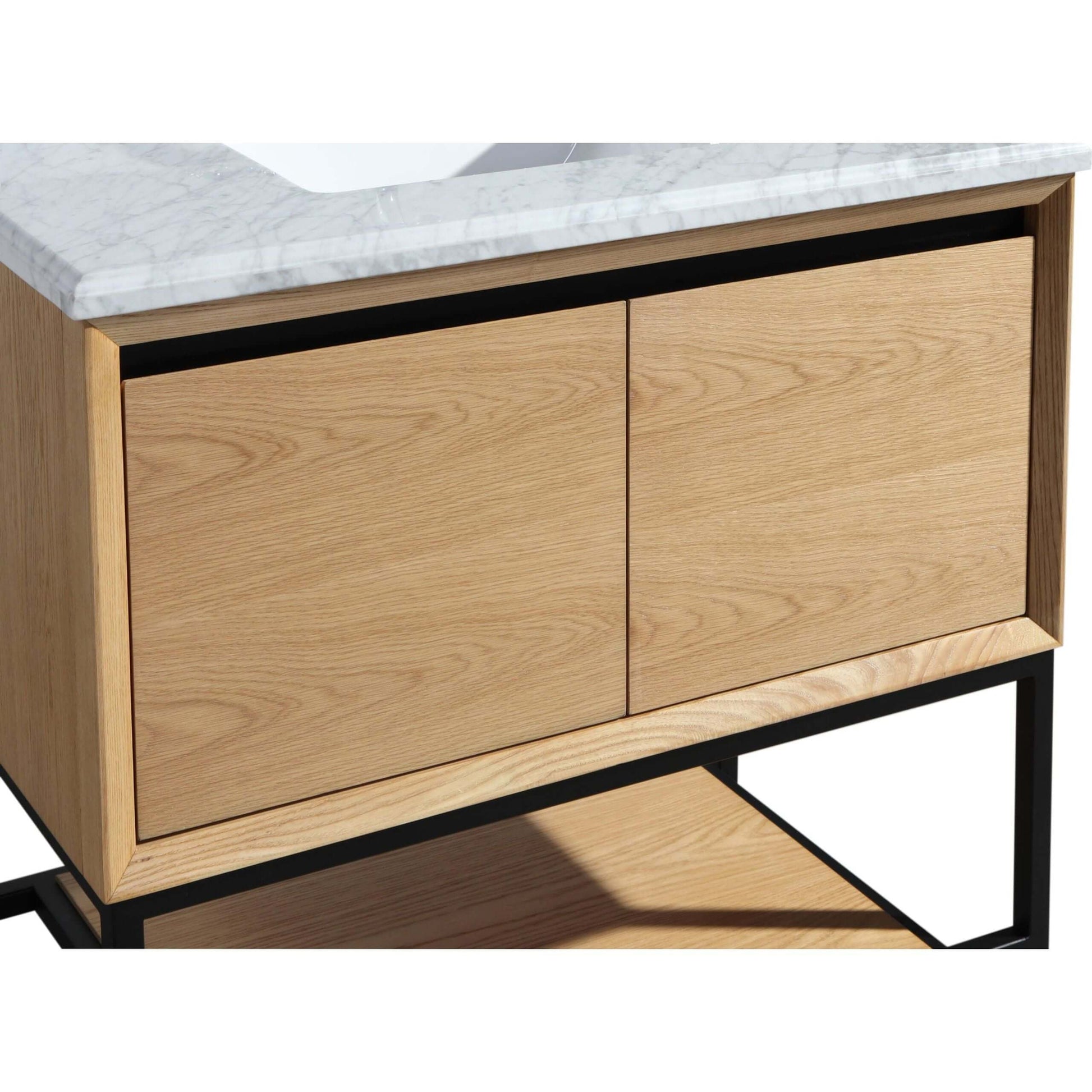 Alto 36" California White Oak Bathroom Vanity with Matte Black VIVA Stone Solid Surface Countertop - 313SMR-36CO-MB