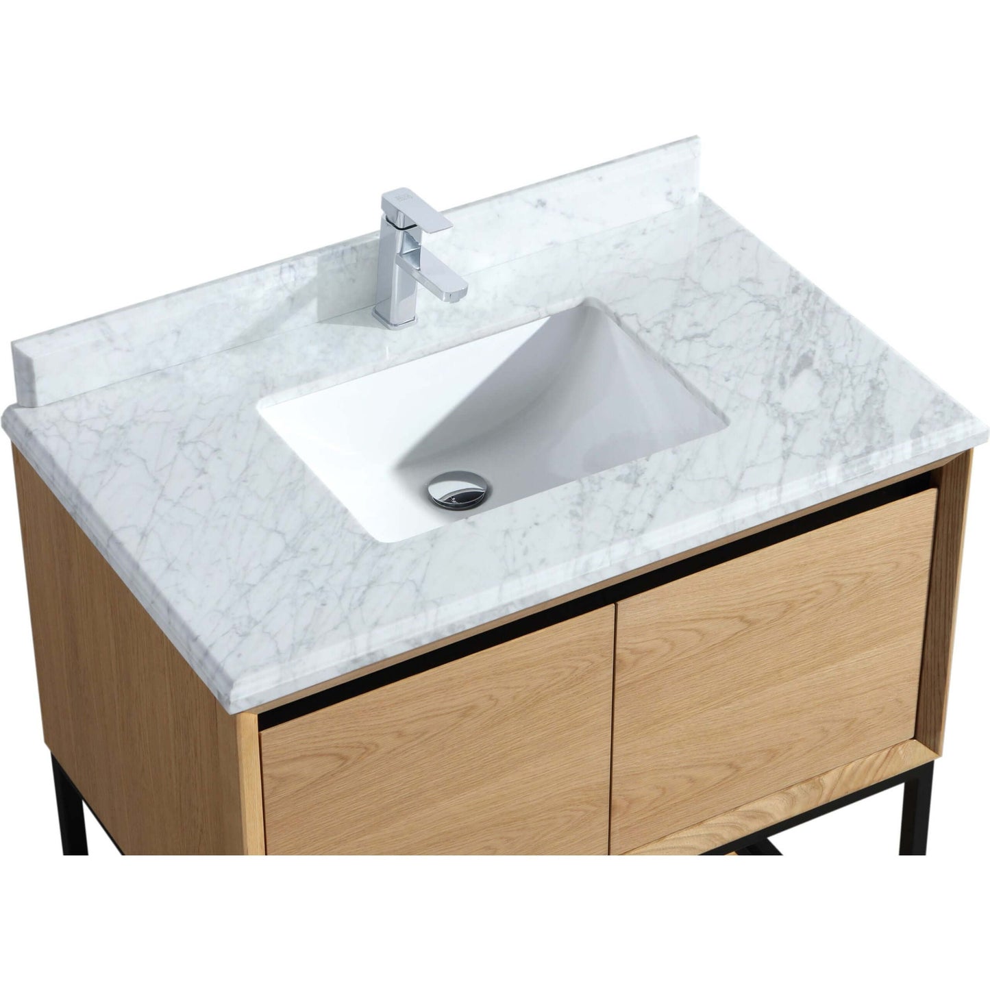 Alto 36" California White Oak Bathroom Vanity with White Carrara Marble Countertop - 313SMR-36CO-WC