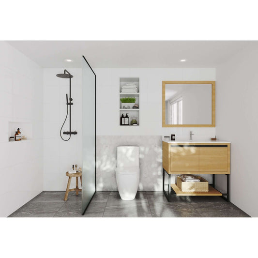 Alto 36" California White Oak Bathroom Vanity with White Quartz Countertop - 313SMR-36CO-WQ