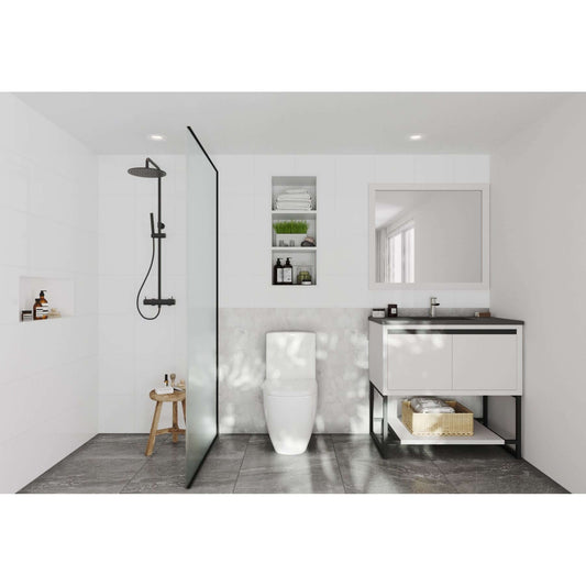 Alto 36" White Bathroom Vanity with Matte Black VIVA Stone Solid Surface Countertop - 313SMR-36W-MB