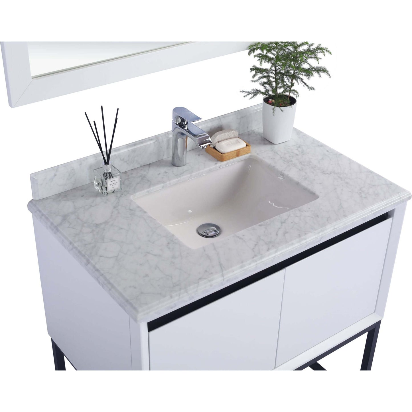 Alto 36" White Bathroom Vanity with White Carrara Marble Countertop - 313SMR-36W-WC