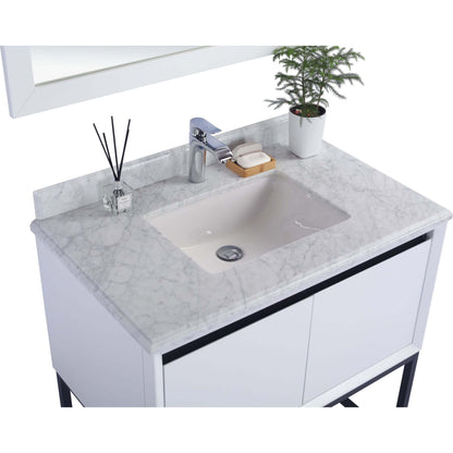 Alto 36" White Bathroom Vanity with White Carrara Marble Countertop - 313SMR-36W-WC