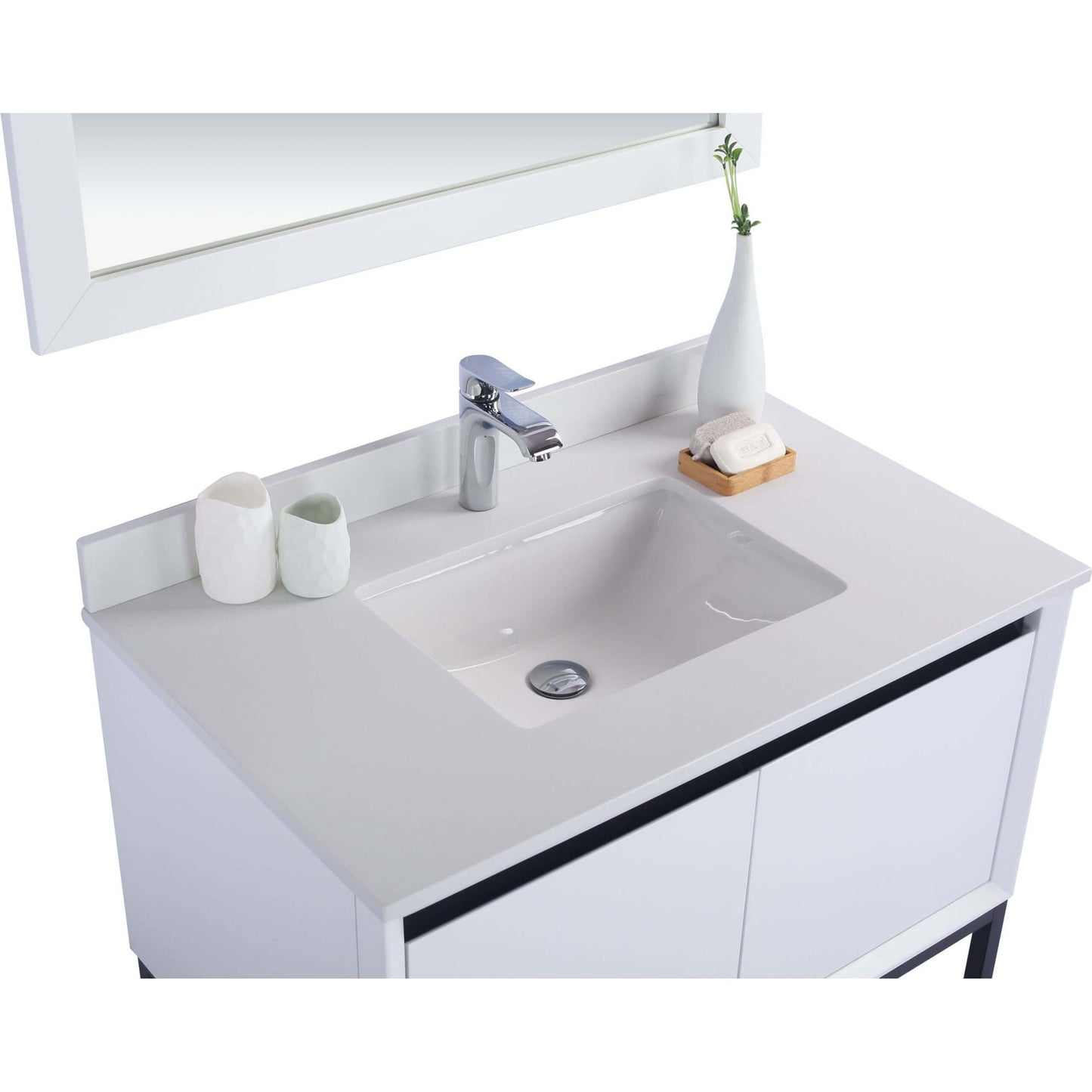 Alto 36" White Bathroom Vanity with White Quartz Countertop - 313SMR-36W-WQ