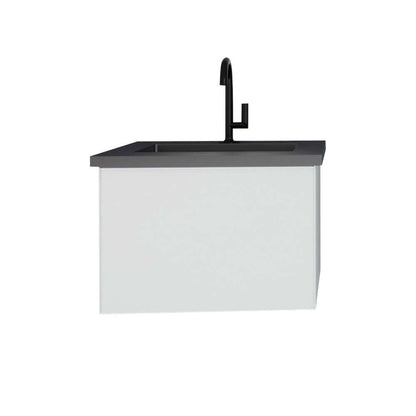 Vitri 24" Cloud White Bathroom Vanity with VIVA Stone Matte Black Solid Surface Countertop - 313VTR-24CW-MB