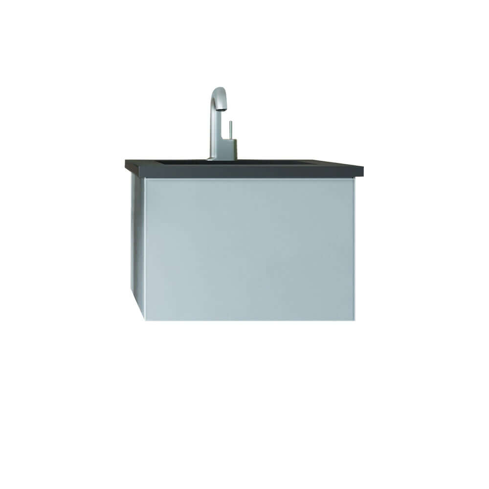 Vitri 24" Fossil Grey Bathroom Vanity with VIVA Stone Matte Black Solid Surface Countertop - 313VTR-24FG-MB