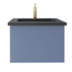 Vitri 24" Nautical Blue Bathroom Vanity with VIVA Stone Matte Black Solid Surface Countertop - 313VTR-24NB-MB