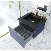Load image into Gallery viewer, Vitri 24&quot; Nautical Blue Bathroom Vanity with VIVA Stone Matte Black Solid Surface Countertop - 313VTR-24NB-MB