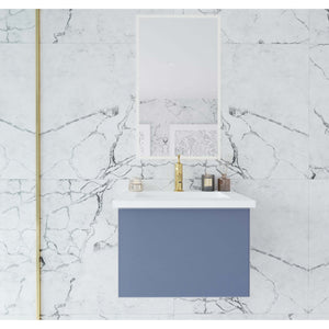 Vitri 24" Nautical Blue Bathroom Vanity with VIVA Stone Matte White Solid Surface Countertop - 313VTR-24NB-MW