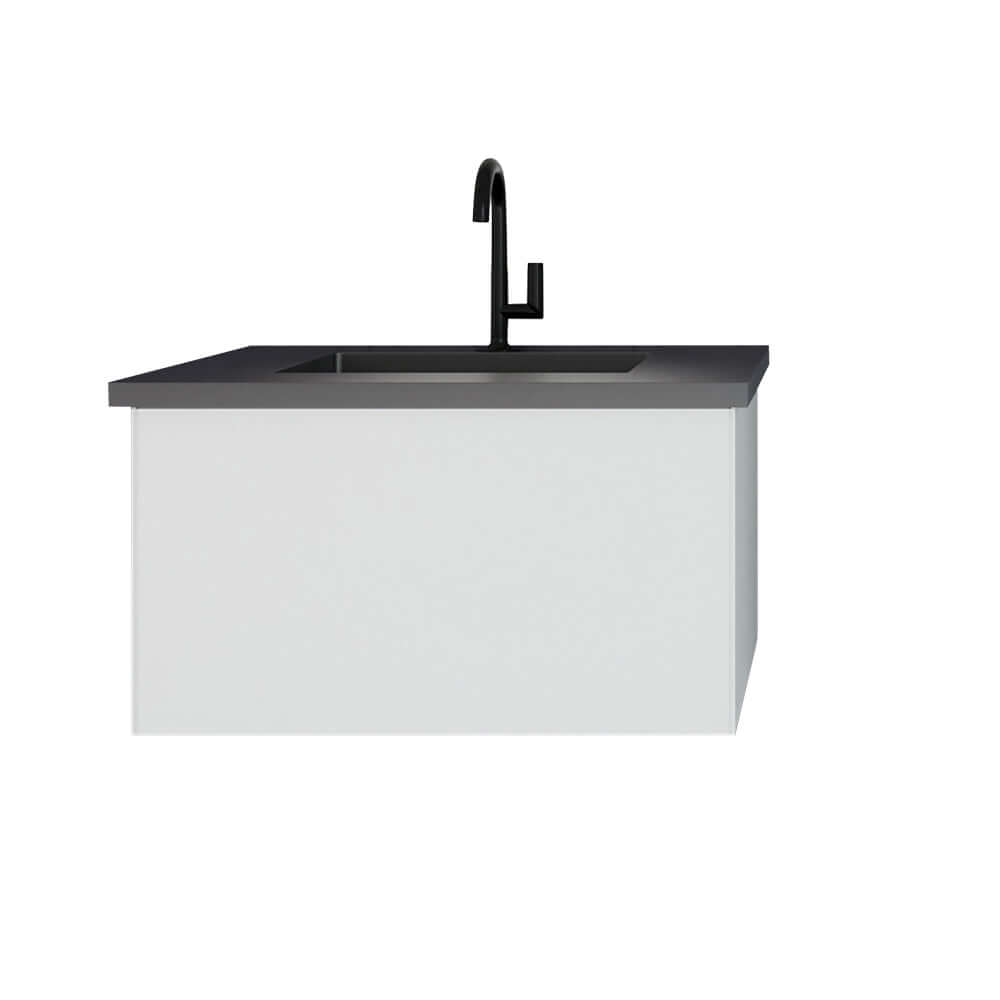 Vitri 30" Cloud White Bathroom Vanity with VIVA Stone Matte Black Solid Surface Countertop - 313VTR-30CW-MB