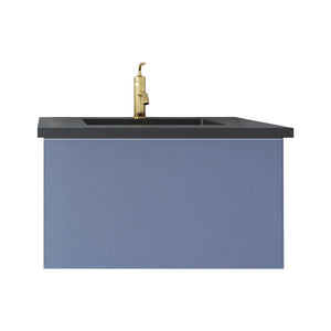 Vitri 30" Nautical Blue Bathroom Vanity with VIVA Stone Matte Black Solid Surface Countertop - 313VTR-30NB-MB