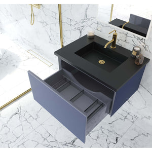 Vitri 30" Nautical Blue Bathroom Vanity with VIVA Stone Matte Black Solid Surface Countertop - 313VTR-30NB-MB