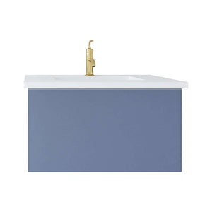 Vitri 30" Nautical Blue Bathroom Vanity with VIVA Stone Matte White Solid Surface Countertop - 313VTR-30NB-MW