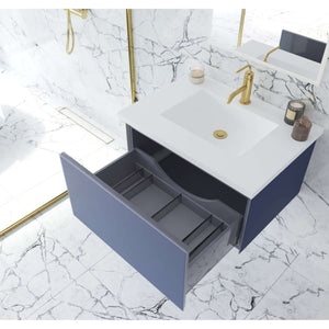 Vitri 30" Nautical Blue Bathroom Vanity with VIVA Stone Matte White Solid Surface Countertop - 313VTR-30NB-MW