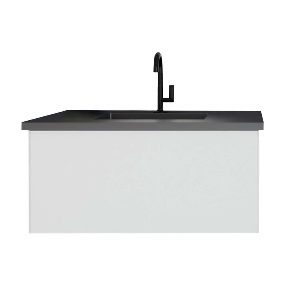 Vitri 36" Cloud White Bathroom Vanity with VIVA Stone Matte Black Solid Surface Countertop - 313VTR-36CW-MB