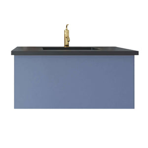 Vitri 36" Nautical Blue Bathroom Vanity with VIVA Stone Matte Black Solid Surface Countertop - 313VTR-36NB-MB