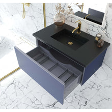 Load image into Gallery viewer, Vitri 36&quot; Nautical Blue Bathroom Vanity with VIVA Stone Matte Black Solid Surface Countertop - 313VTR-36NB-MB