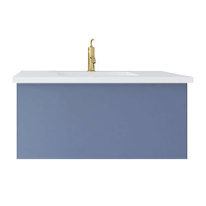 Vitri 36" Nautical Blue Bathroom Vanity with VIVA Stone Matte White Solid Surface Countertop - 313VTR-36NB-MW