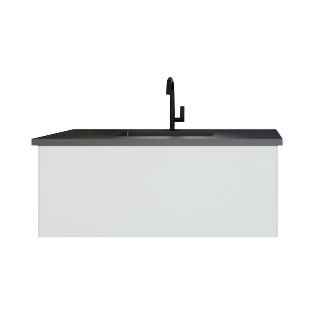 Vitri 42" Cloud White Bathroom Vanity with VIVA Stone Matte Black Solid Surface Countertop - 313VTR-42CW-MB