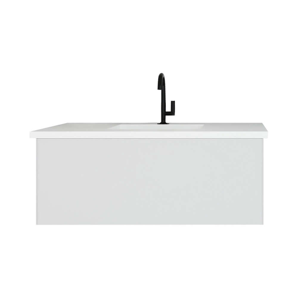 Vitri 42" Cloud White Bathroom Vanity with VIVA Stone Matte White Solid Surface Countertop - 313VTR-42CW-MW