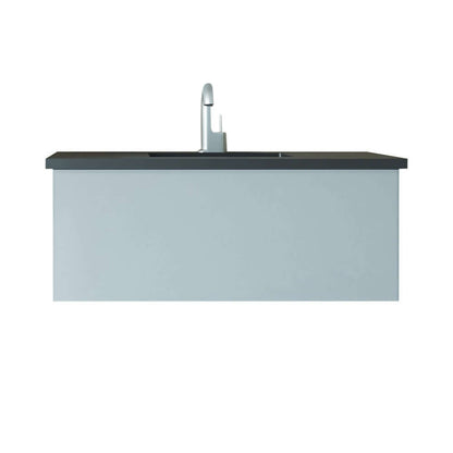 Vitri 42" Fossil Grey Bathroom Vanity with VIVA Stone Matte Black Solid Surface Countertop - 313VTR-42FG-MB