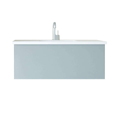 Vitri 42" Fossil Grey Bathroom Vanity with VIVA Stone Matte White Solid Surface Countertop - 313VTR-42FG-MW