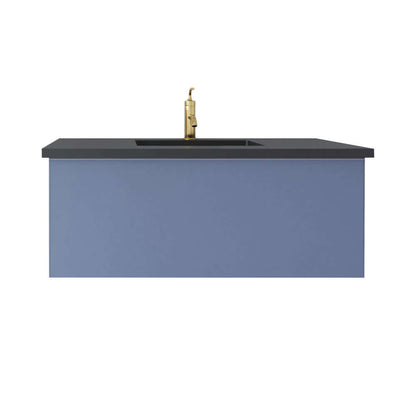 Vitri 42" Nautical Blue Bathroom Vanity with VIVA Stone Matte Black Solid Surface Countertop - 313VTR-42NB-MB