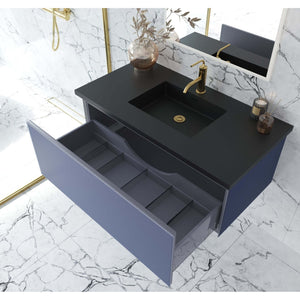 Vitri 42" Nautical Blue Bathroom Vanity with VIVA Stone Matte Black Solid Surface Countertop - 313VTR-42NB-MB