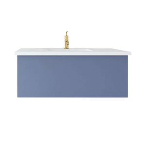 Vitri 42" Nautical Blue Bathroom Vanity with VIVA Stone Matte White Solid Surface Countertop - 313VTR-42NB-MW