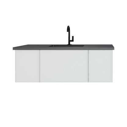 Vitri 48" Cloud White Bathroom Vanity with VIVA Stone Matte Black Solid Surface Countertop - 313VTR-48CW-MB