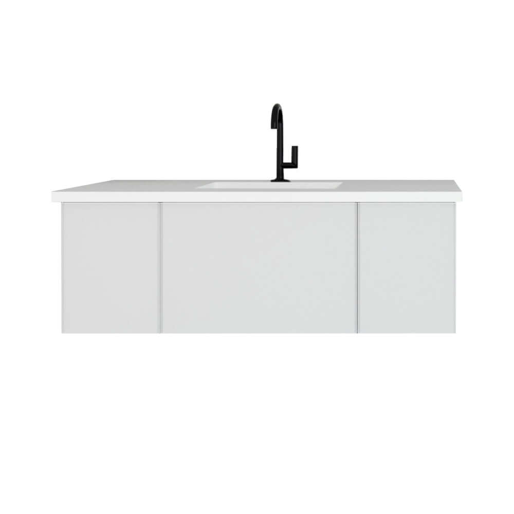 Vitri 48" Cloud White Bathroom Vanity with VIVA Stone Matte White Solid Surface Countertop - 313VTR-48CW-MW