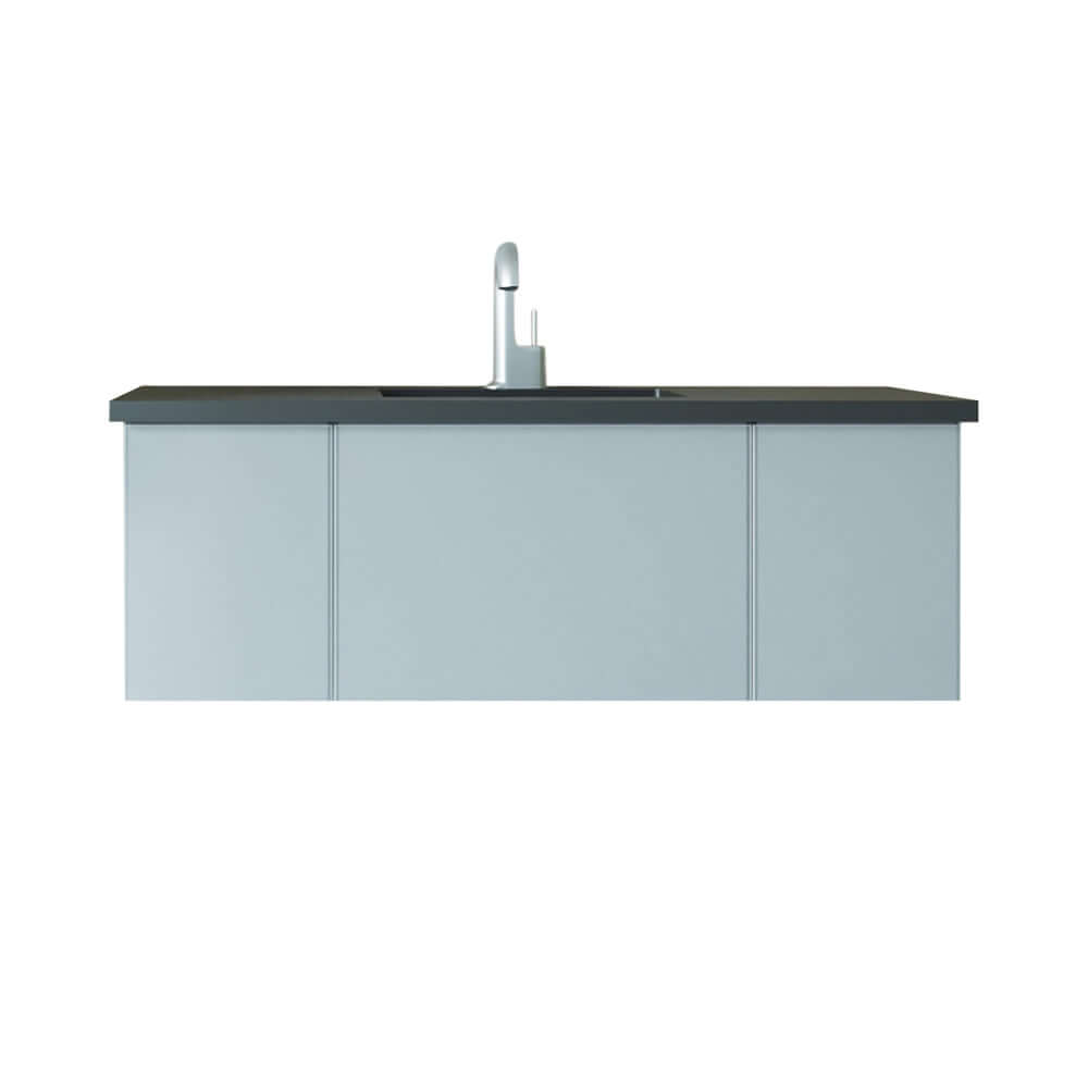 Vitri 48" Fossil Grey Bathroom Vanity with VIVA Stone Matte Black Solid Surface Countertop - 313VTR-48FG-MB