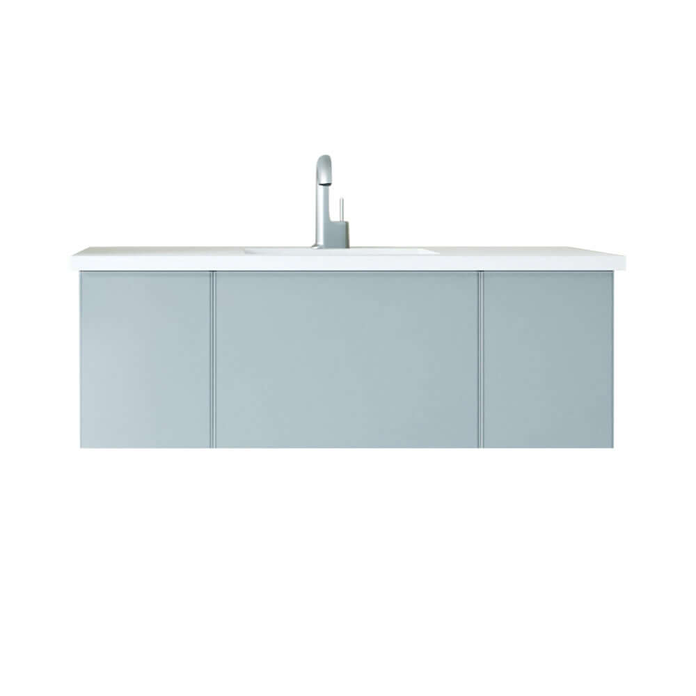 Vitri 48" Fossil Grey Bathroom Vanity with VIVA Stone Matte White Solid Surface Countertop - 313VTR-48FG-MW