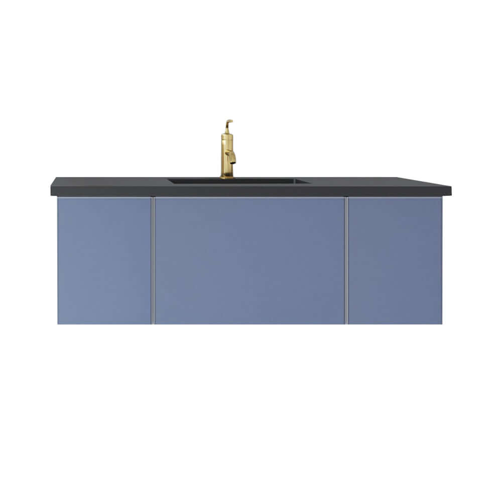 Vitri 48" Nautical Blue Bathroom Vanity with VIVA Stone Matte Black Solid Surface Countertop - 313VTR-48NB-MB