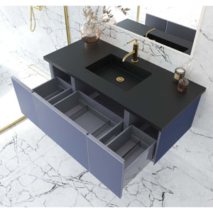 Vitri 48" Nautical Blue Bathroom Vanity with VIVA Stone Matte Black Solid Surface Countertop - 313VTR-48NB-MB