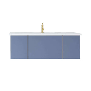 Vitri 48" Nautical Blue Bathroom Vanity with VIVA Stone Matte White Solid Surface Countertop - 313VTR-48NB-MW