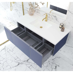 Vitri 48" Nautical Blue Bathroom Vanity with VIVA Stone Matte White Solid Surface Countertop - 313VTR-48NB-MW