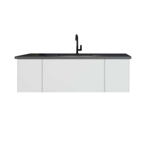 Vitri 54" Cloud White Bathroom Vanity with VIVA Stone Matte Black Solid Surface Countertop - 313VTR-54CW-MB
